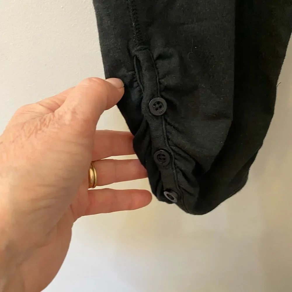 ALO Yoga Black Button-Detail Cropped Leggings Women Size S